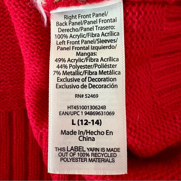 Holiday Time Christmas Gnome Argyle Festive Cardigan Sweater Womens size Large - Picture 12 of 16